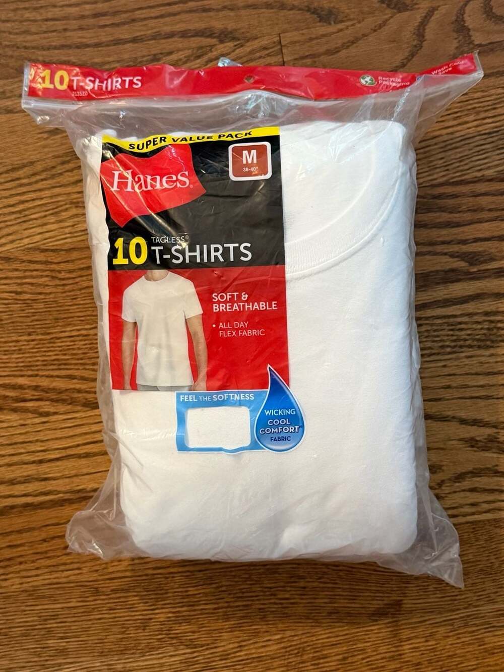 Hanes Men's Crew T-Shirt White 10 Pack Size M Undershirts